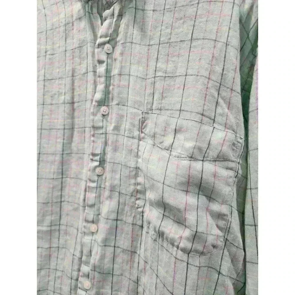 Alan Flusser Shirt Mens Large Green Pastel Colors Button Up Cotton Preppy - Picture 2 of 6